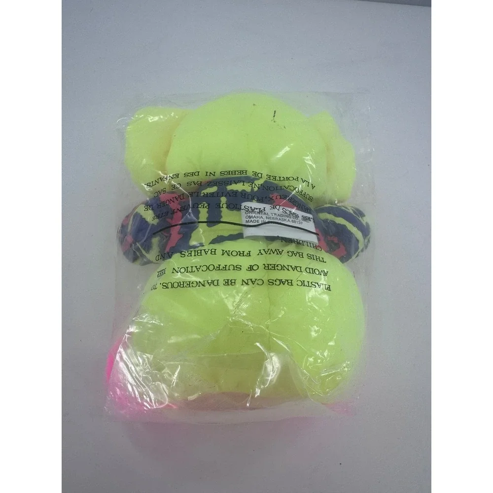 Oriental Trading Plush Elephant Unisex 8in Neon Yellow Pink Nylon Parachute‎ New